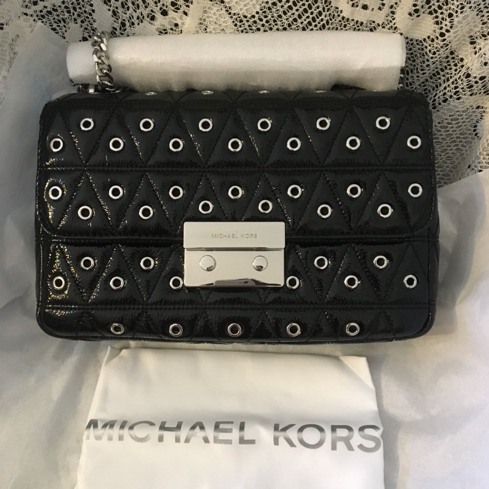 MICHAEL Michael Kors Retail Store Black Studded Crossbody Bag - Picture 5 of 12